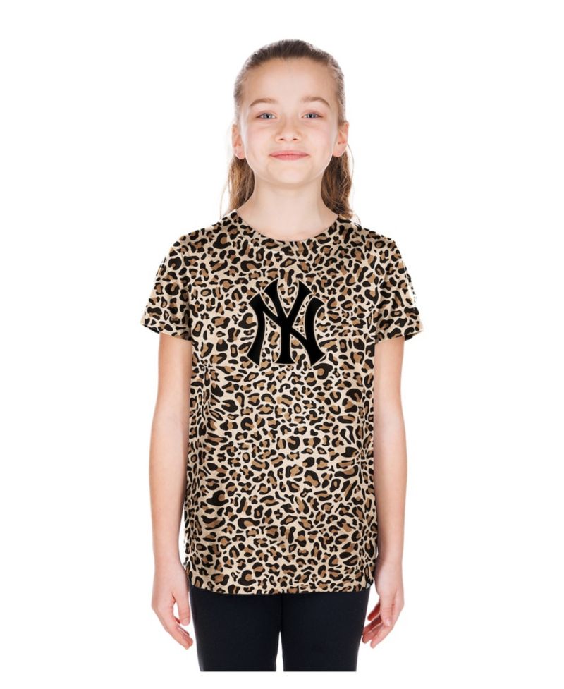 Big Girls Brown New York Yankees Leopard T-Shirt