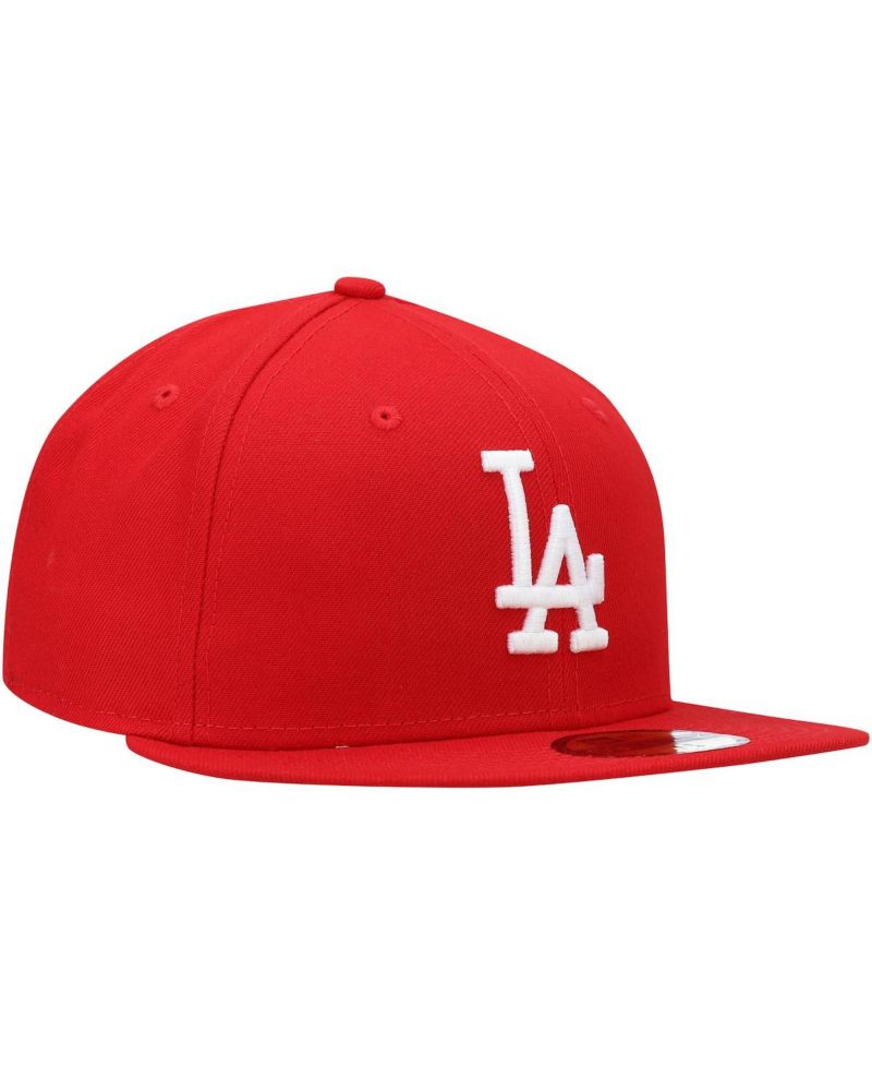 Men's Red Los Angeles Dodgers Logo White 59FIFTY Fitted Hat