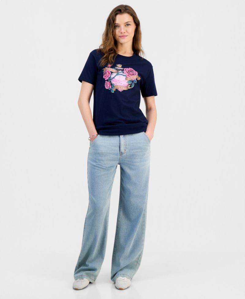 Juniors' Breaking Hearts Graphic-Print Tee