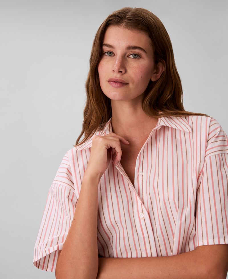 Women's Striped Short-Sleeve Pajama Shirt QS7652