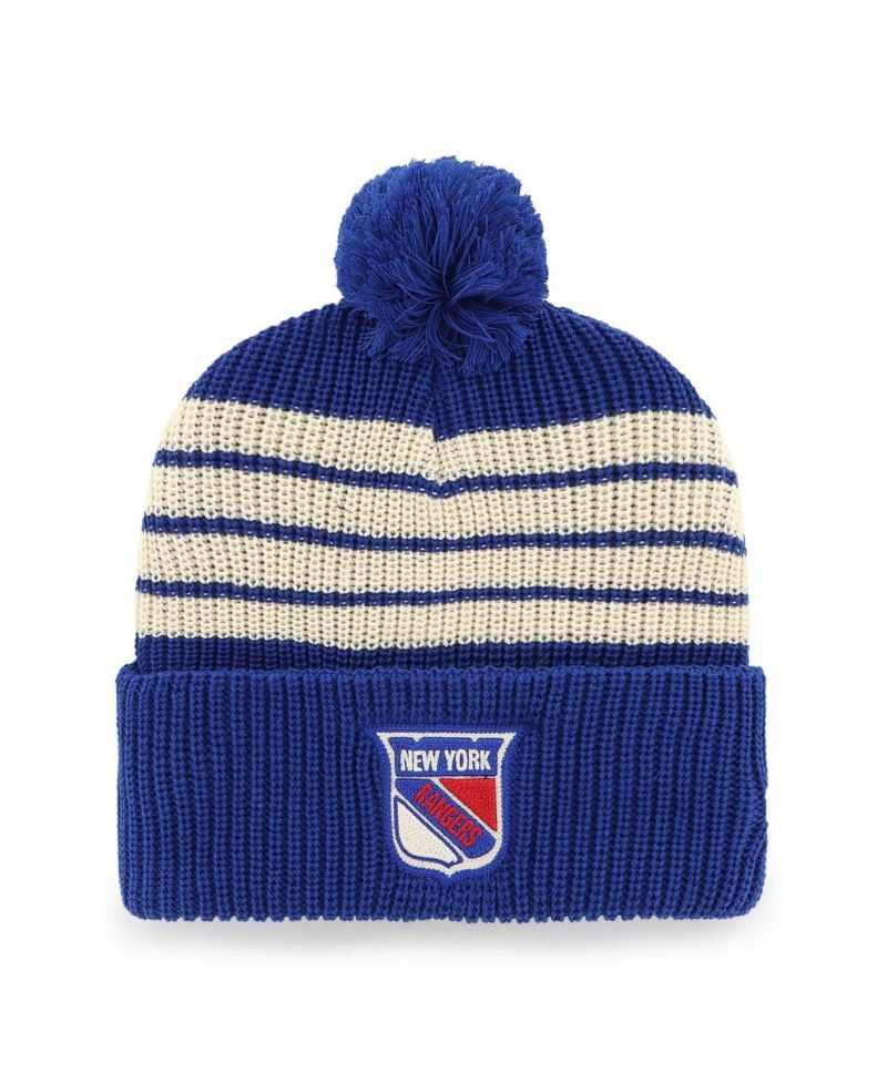 Men's Blue New York Rangers Old Time Hockey Barn Cuffed Knit Hat with Pom