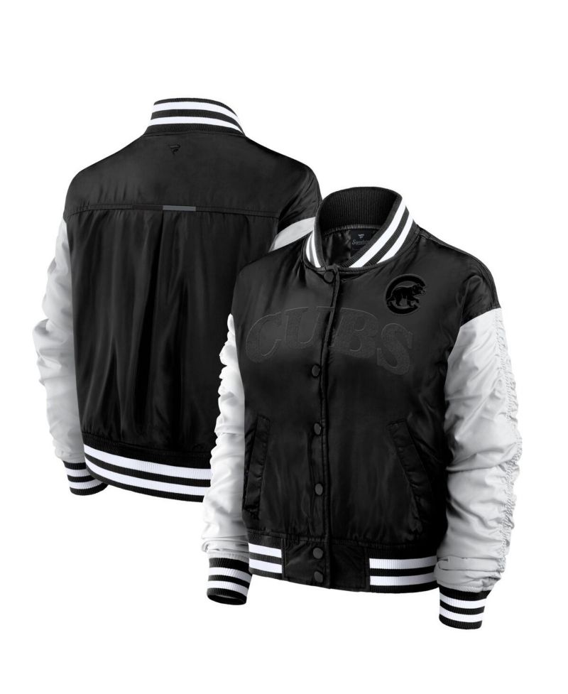 Women's Black Chicago Cubs Elements Wave Full-Snap Jacket