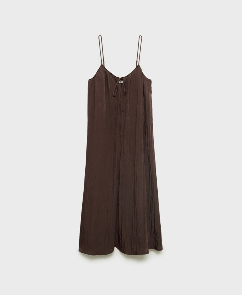 Women's Bow Detail Textured Midi Dress