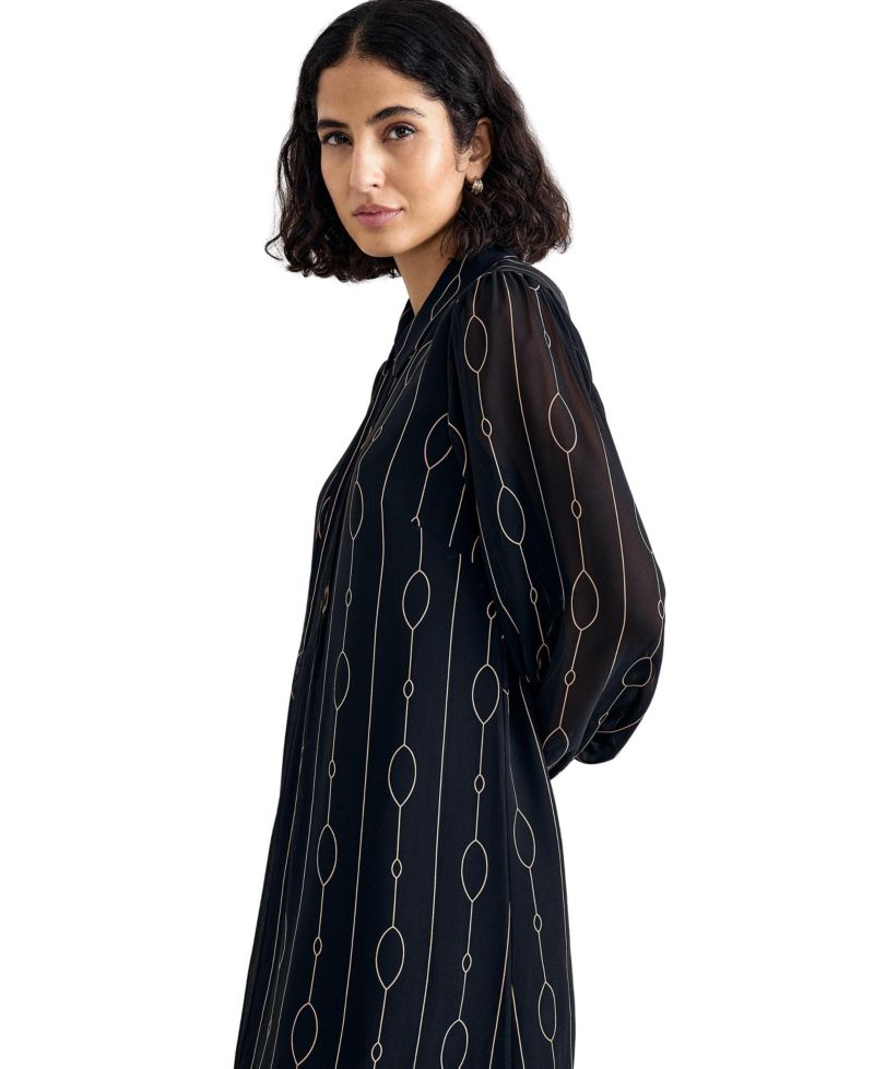 Women's Candice Long-Sleeve Sheer-Sleeve Dress