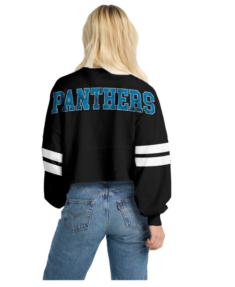 Women's Carolina Panthers Oversized Cropped Long-Sleeve T-Shirt