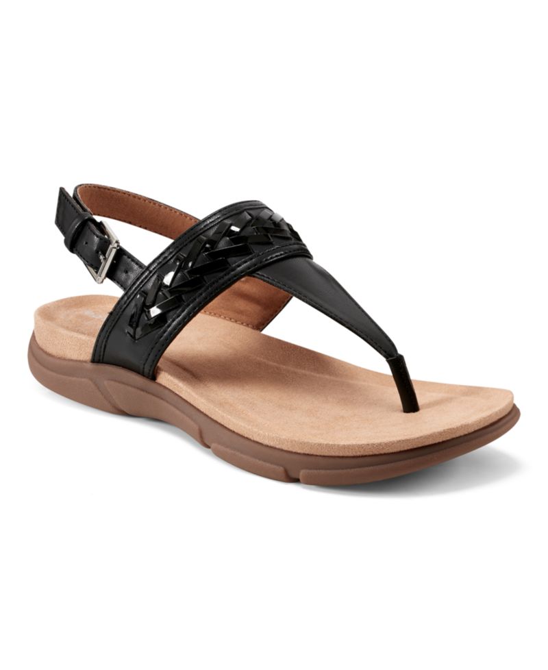 Monte Woven T-Strap Flat Slingback Sandals