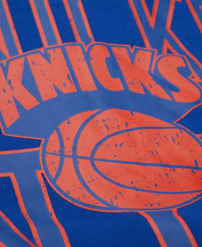 Men's and Women's Blue New York Knicks Hardwood Classics Split 3 Pullover Sweatshirt