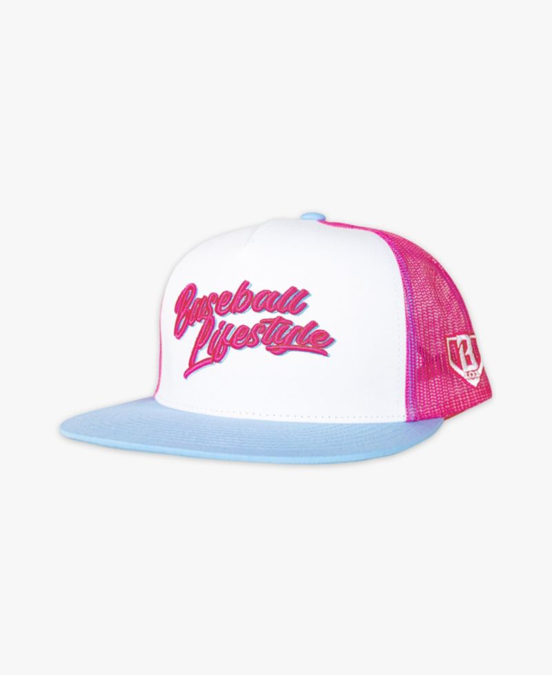Men's Lifestyle 101 Pink/Light Blue Signature Adjustable Trucker Hat