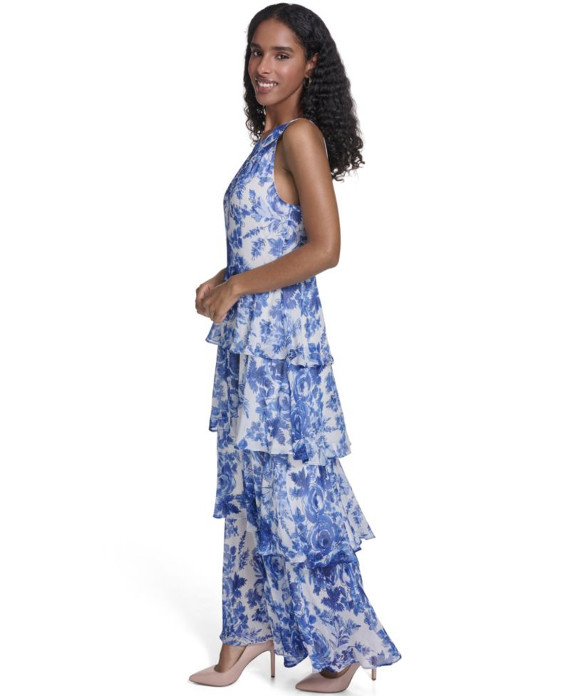 Women's Halter Neck Tiered Maxi Dress