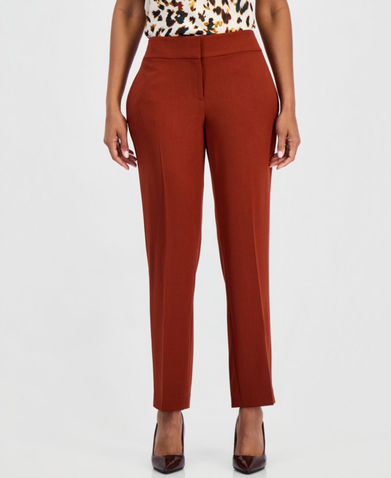 Women's Ava Mid-Rise Straight-Leg Stretch Crepe Pants