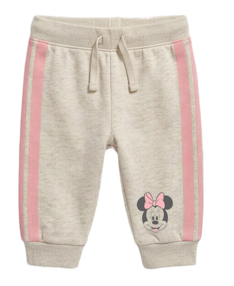 Baby Girls' Minnie Mouse Jogger Ruffle-Shoulder Long-Sleeve Sweatshirt and Jogger Pants, 2-Piece Set