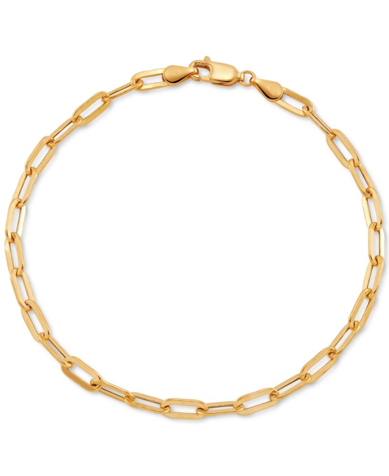 Lightweight Paperclip Link Chain Bracelet in 10k Gold