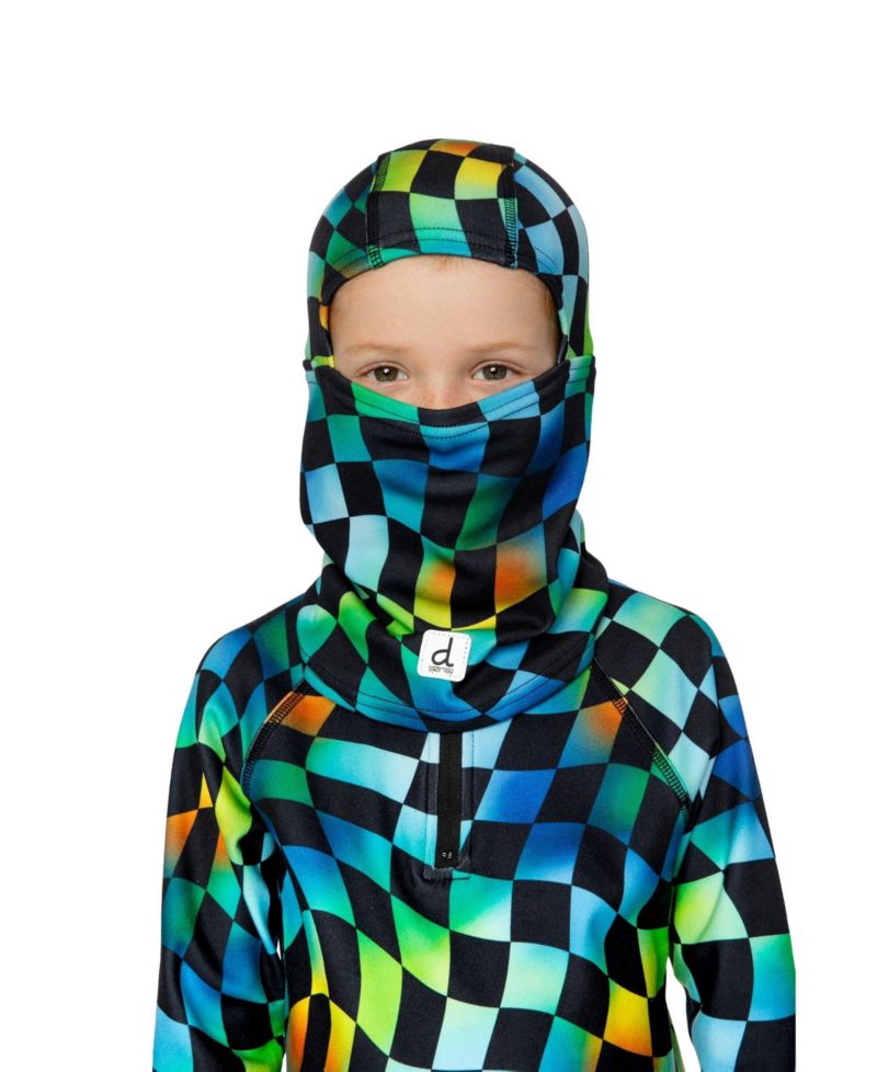 Little and Big Boy(5-14) Brushed Jersey Balaclava Checkered Print