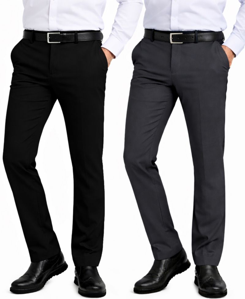 Men's Slim-Fit Woven Stretch Pants, 2-Pack