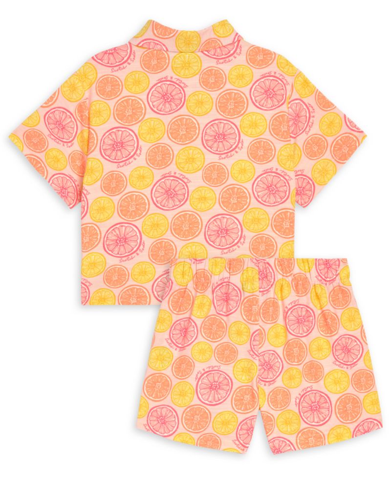 Girls' 7-16 Citrus Print Shirt and Shorts, 2-Piece Set