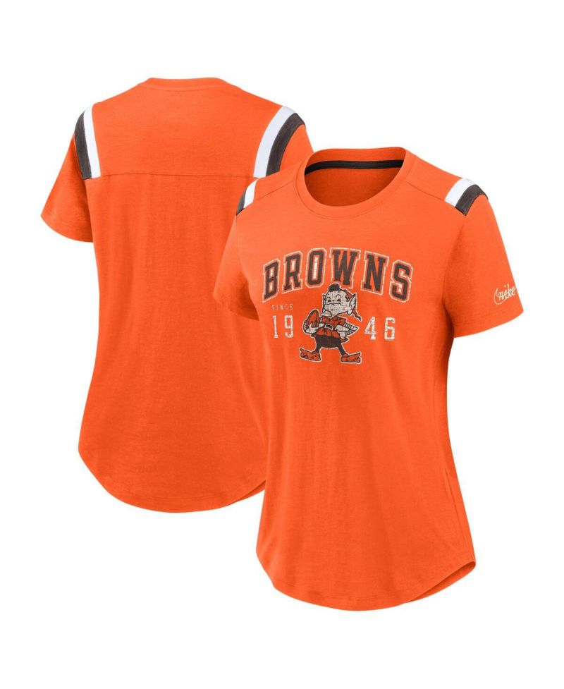Women's Orange Cleveland Browns Historic Slub Fashion T-Shirt
