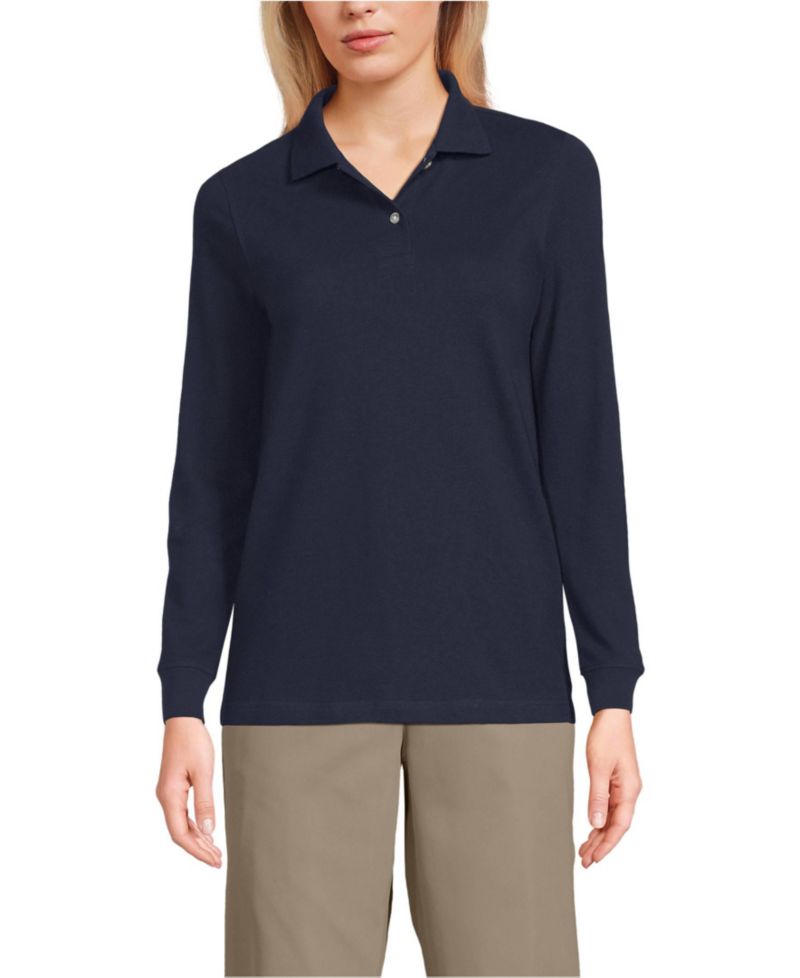 Women's Long Sleeve Mesh Polo Shirt