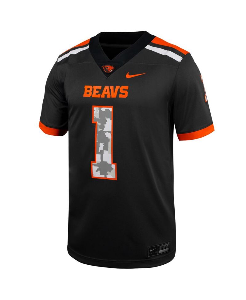 Men's 1 Anthracite Oregon State Beavers Untouchable Replica Football Jersey