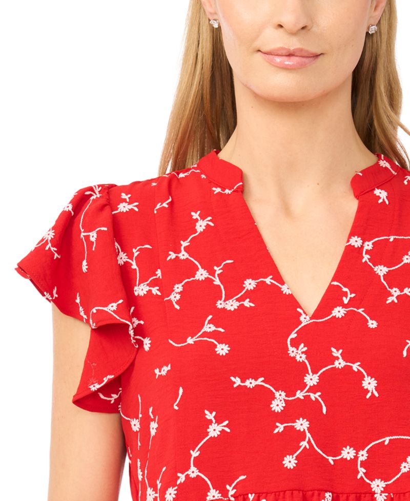 Women's Short-Sleeve Ruffled Tiered Dress