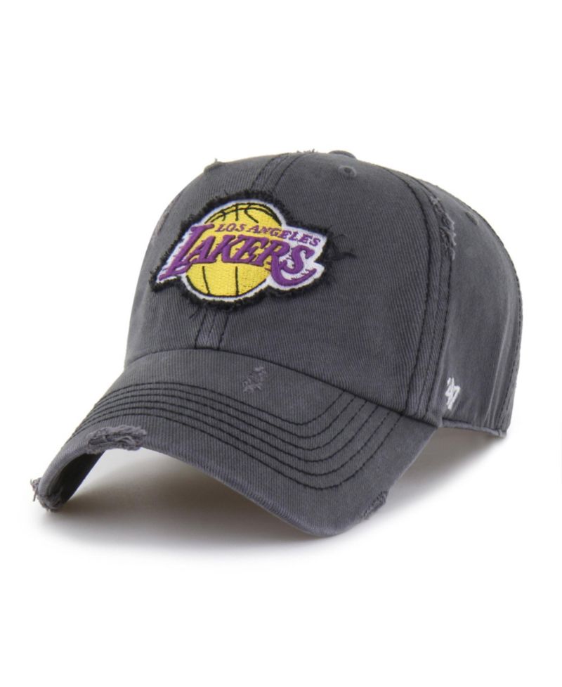 Men's '47 Charcoal Los Angeles Lakers Weathered Clean Up Adjustable Hat