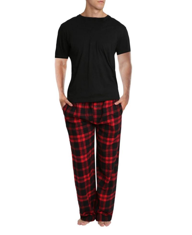 Men's Short Sleeve Flannel Pajama Set