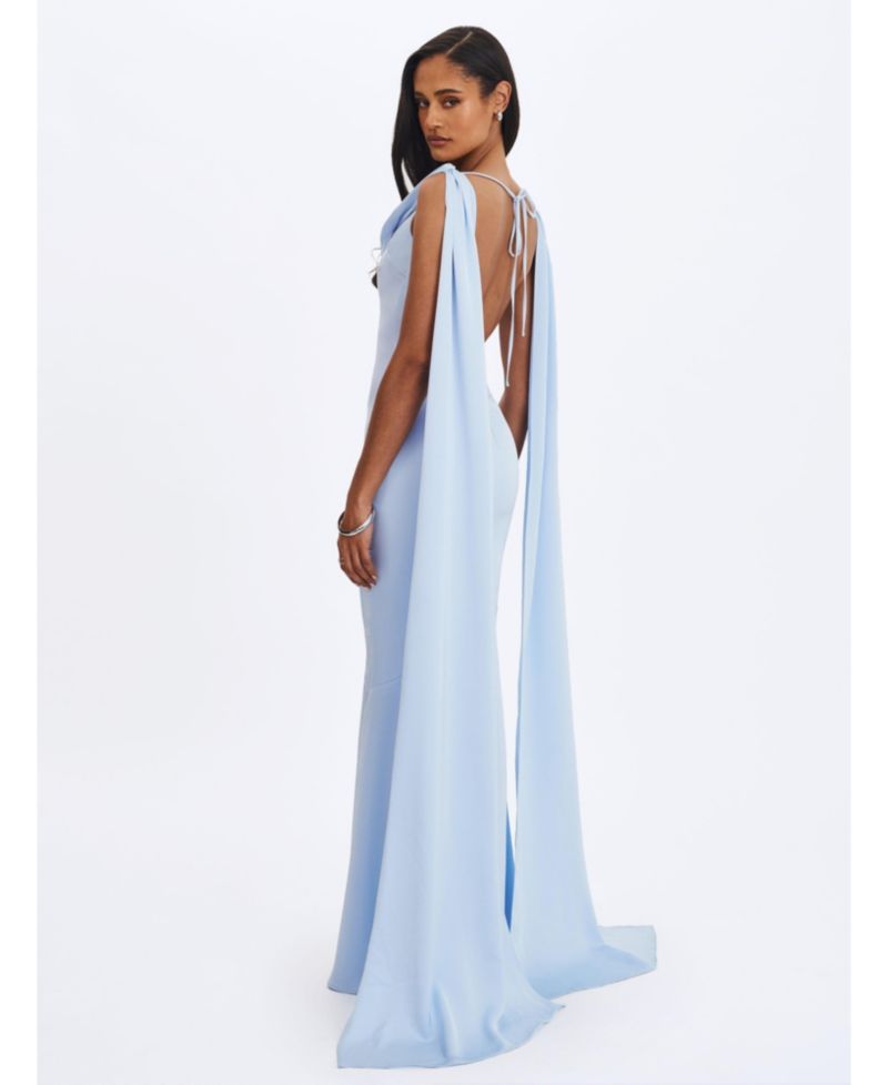 Women's Eira Cowl Scarf-Detail Mermaid Maxi Dress