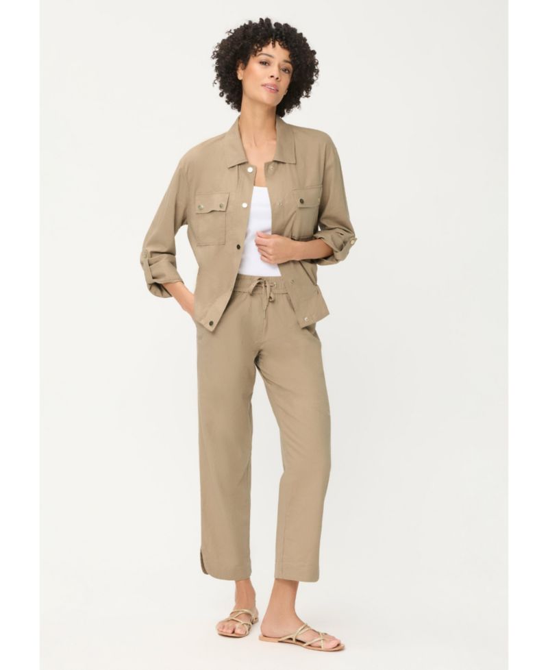 Women's Linen-Cotton Drawstring Cropped Pant
