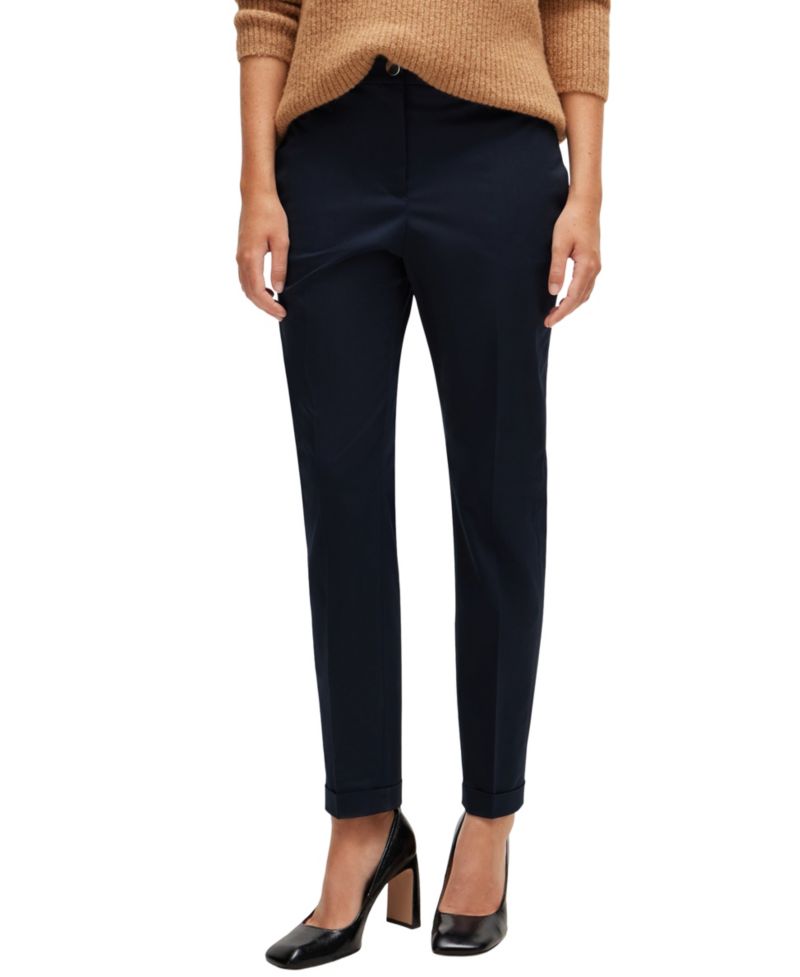 BOSS by Women's Stretch-Cotton Twill Regular-Fit Trousers