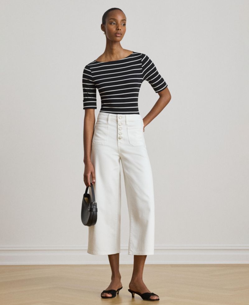 Women's Striped Boat Neck Top