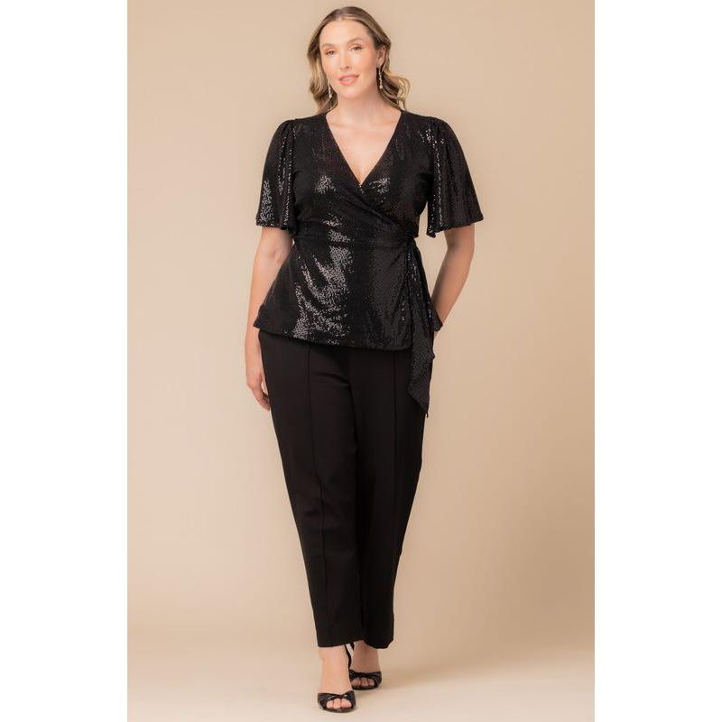 Plus Size Shimmering Sequin Wrap Top