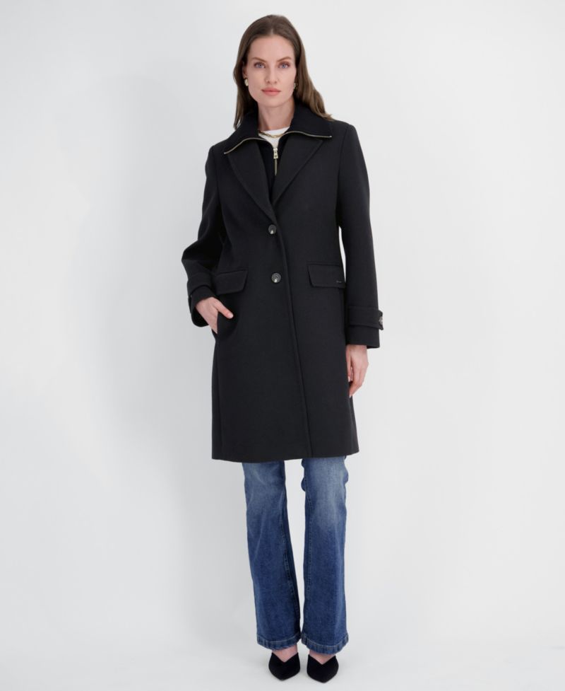 Women's Single-Breasted Knit Bibbed Coat