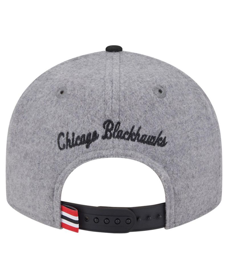 Men's Gray/Black Chicago Blackhawks Wool Pin Low Profile 9FIFTY Snapback Hat