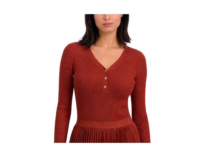 Women's Yusra V-Neck Long-Sleeve Half-Button Sweater