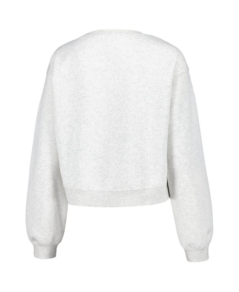 Women's Oatmeal Florida Gators Core Chenille Cropped Pullover Sweatshirt