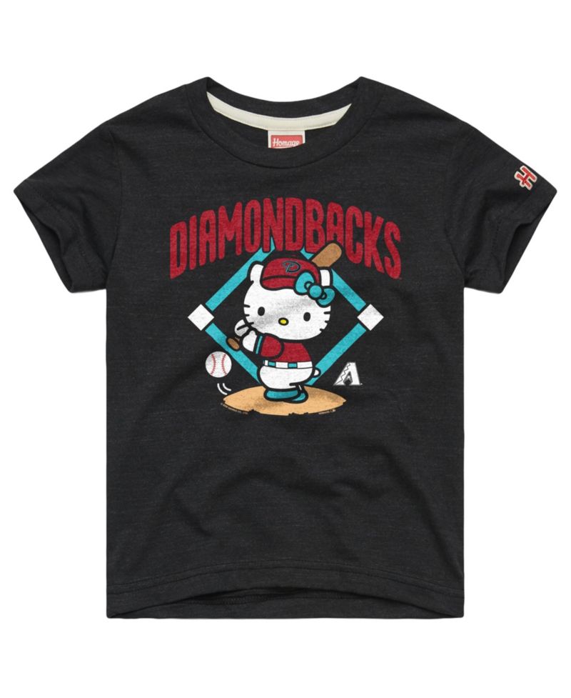 Big Boys and Girls Charcoal Arizona Diamondbacks Hello Kitty x MLB Tri-Blend T-Shirt