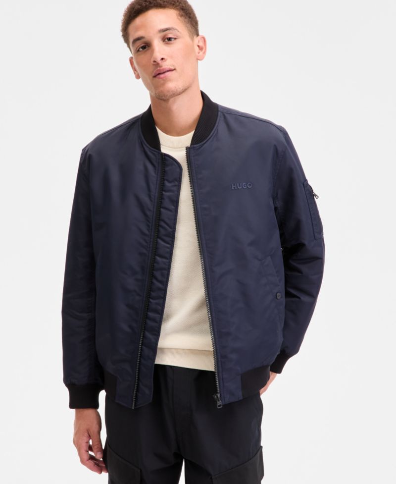 Men's Baken2435 Slim-Fit Satin Bomber Jacket