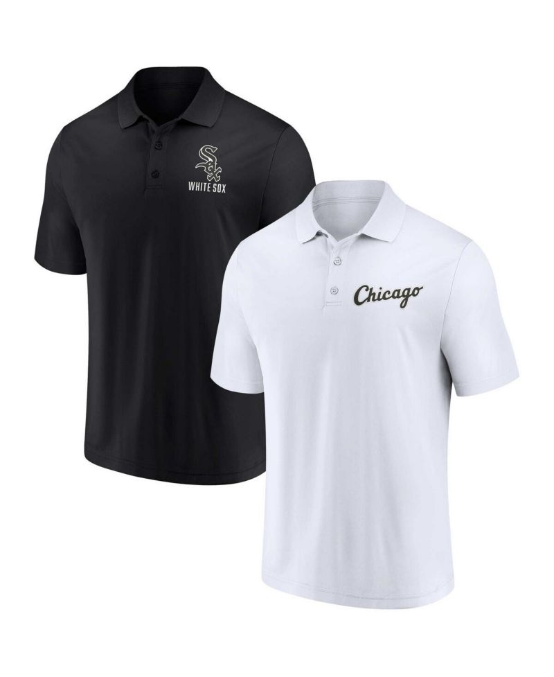 Men's Black, White Chicago White Sox Two-Pack Logo Lockup Polo Shirt Set