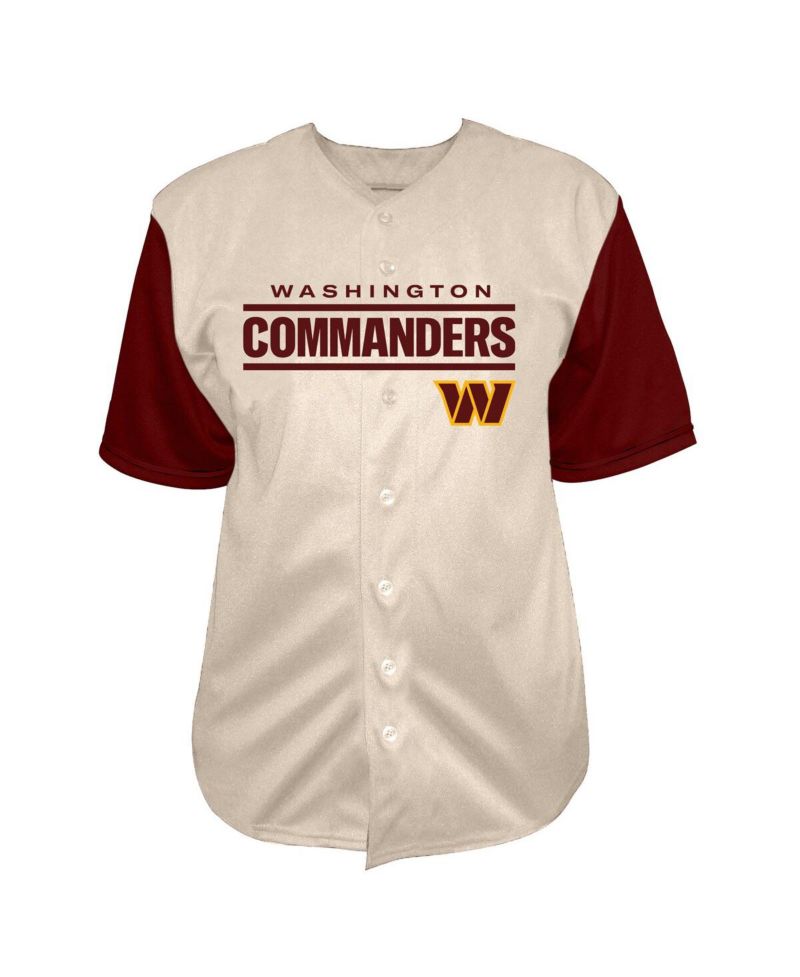 Men's Jayden Daniels Cream Washington Commanders Big & Tall Baseball Button-Up Shirt