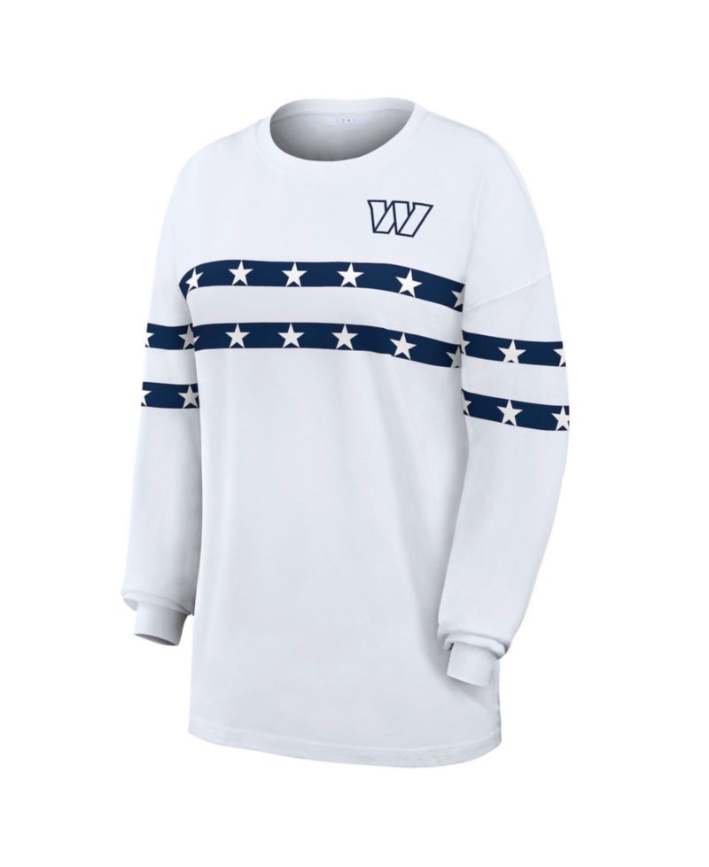 Women's White Washington Commanders Americana Stripe Long Sleeve T-Shirt