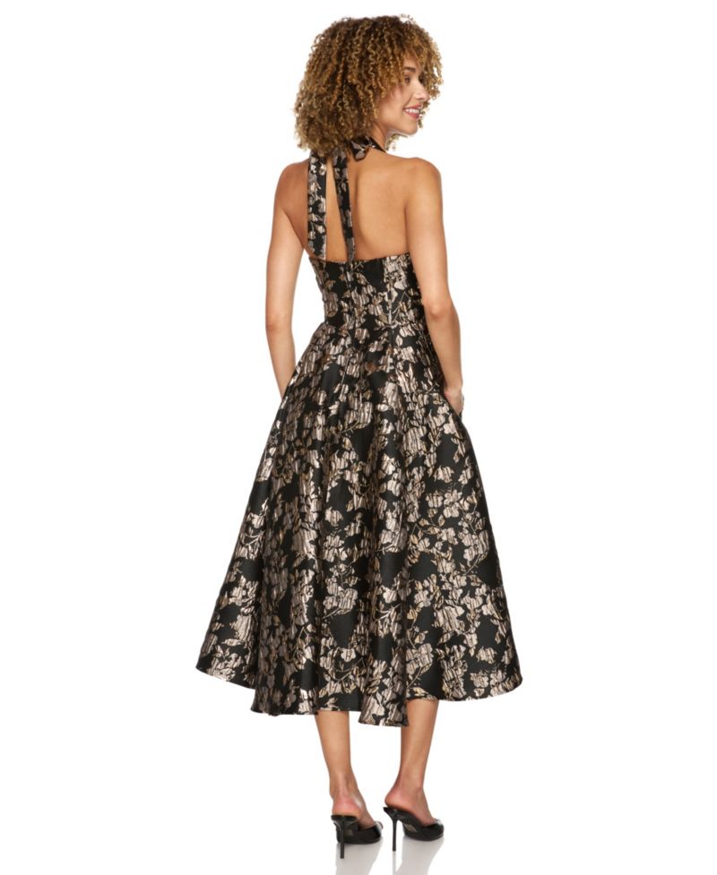 Juniors' Halter Corset-Bodice Midi Dress