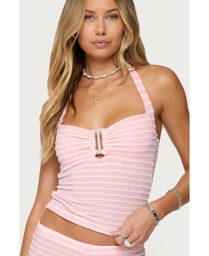 Women's Lovina Textured Striped Halter Top
