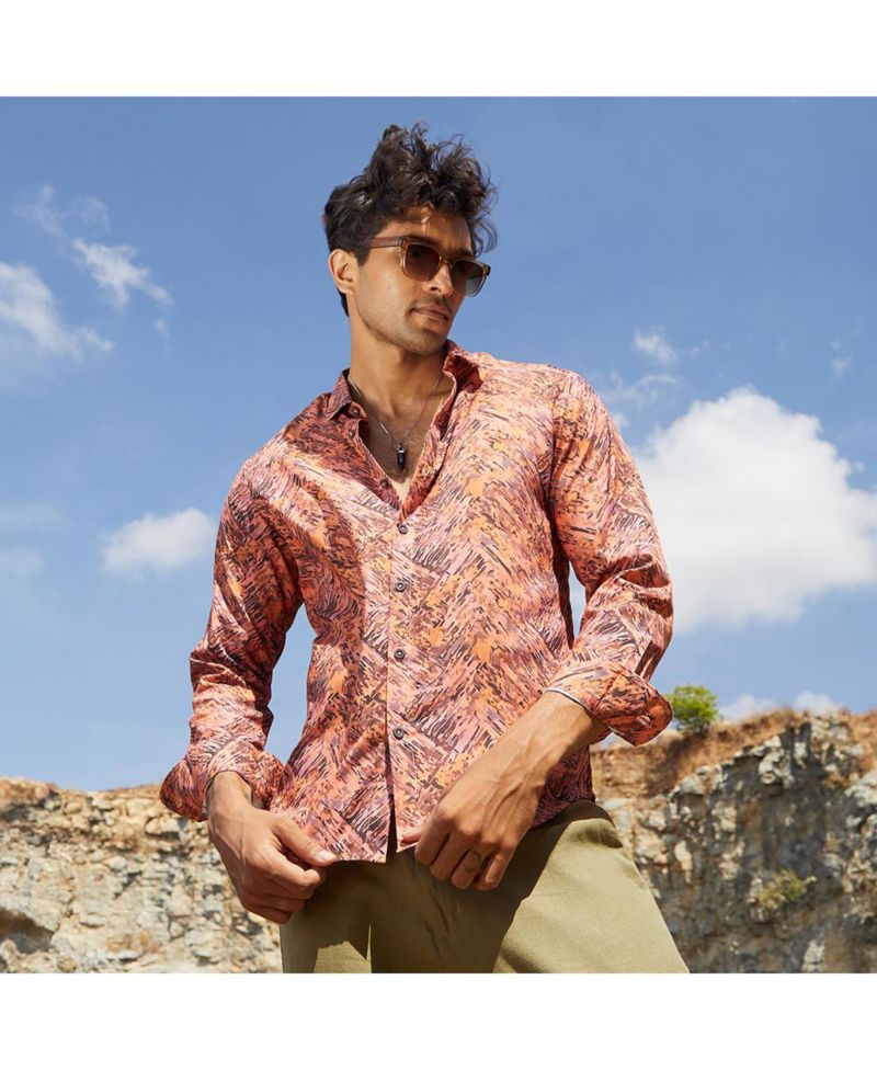 Men's Sienna Brown Animal Print Shirt