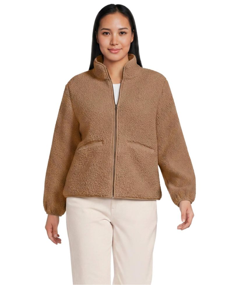Plus Size Boucle Full-Zip Fleece Jacket