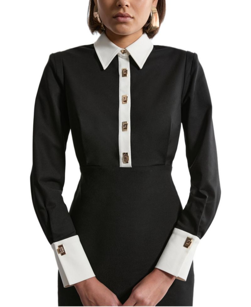Women's Techno Cotton Shirt Maxi Shirt Dress