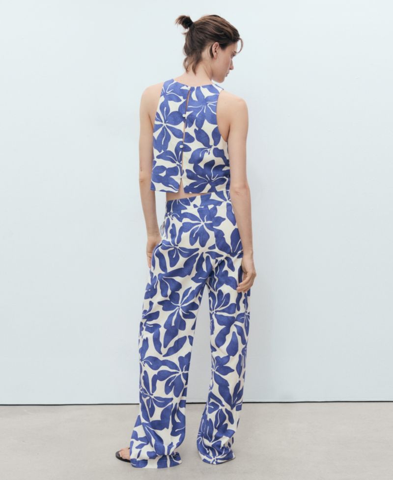 Women's Printed Linen-Blend Pants
