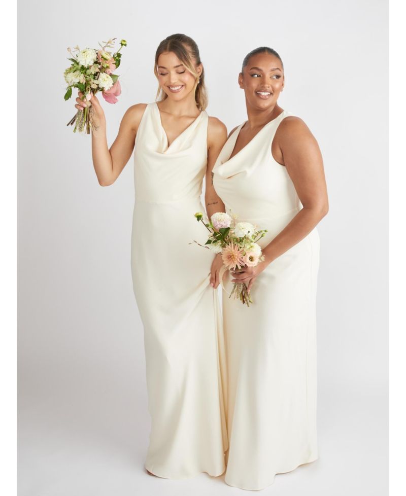 Women's Cowl Front Crepe Bridesmaid Dress