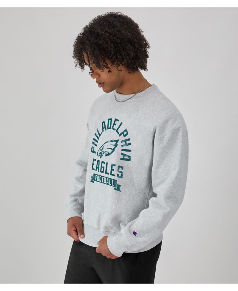 Men's Heather Gray Philadelphia Eagles Reverse Weave Fleece Pullover Sweatshirt