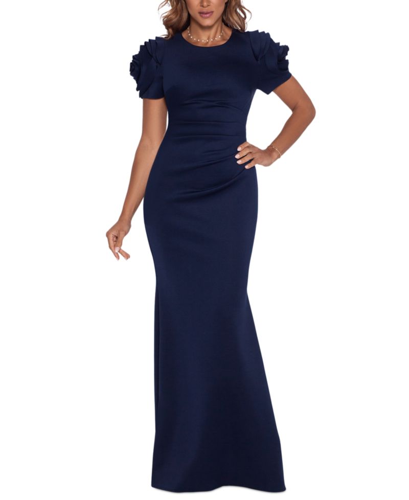 Women's Ruched Fit & Flare Gown