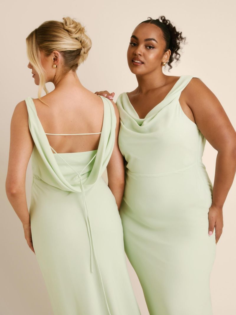 Women's Plunge Cowl Chiffon Bridesmaid Dress