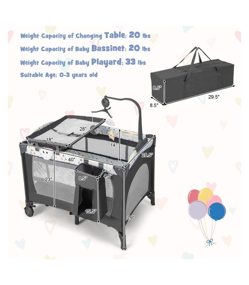 Multi-Functional Baby Playpen with Mattress and Removable Changing Table